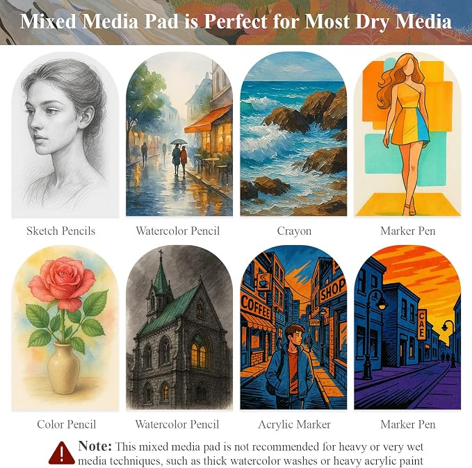 Mofuny Mixed Media Sketchbook 11x14, 50 Sheets - 110lb/180gsm Thick Paper - Image 6