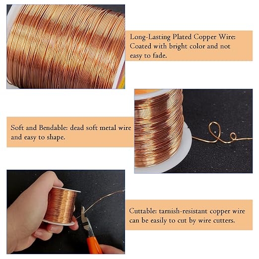 328 Feet Tarnish Resistant Copper Wires 24 Gauge/0.5mm Jewelry Craft Wires - Image 3