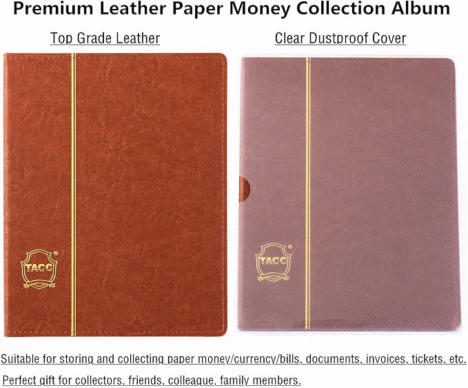 Ettonsun Leather 60-Pocket Paper Money Album Currency Holders - Image 3