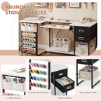 59" Folding Sewing Table with Adjustable Tabletop and Foldable Side Shelf | - Image 4