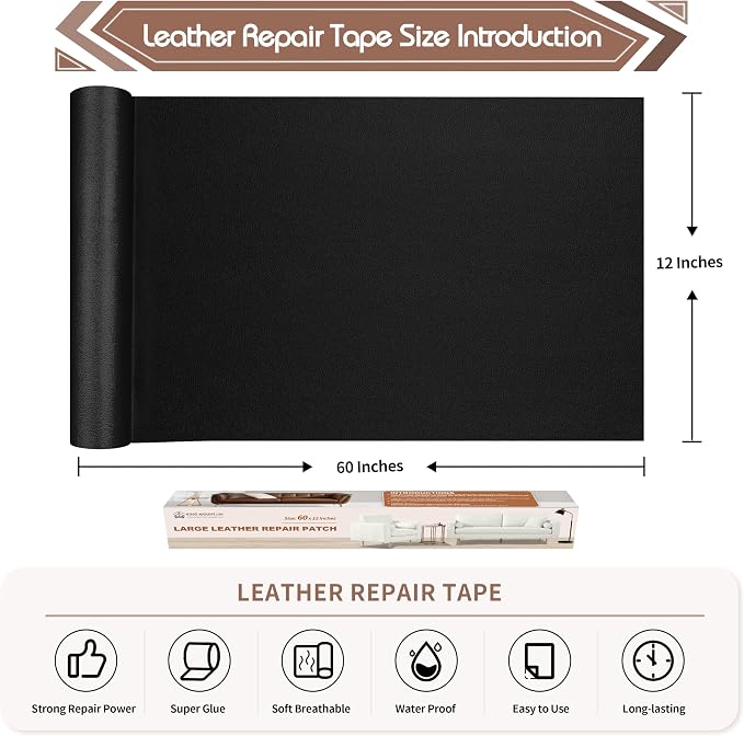 KING MOUNTAIN Leather Repair Patch, 12 x 60 Inches self Adhesive Leather Repair - Image 4