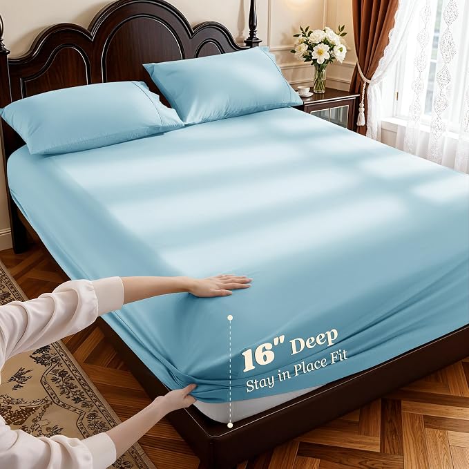 LBRO2M 1000 Thread Count 100% Egyptian Cotton Sheets Set California King Size - Image 4