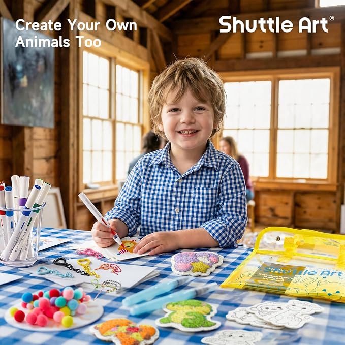 Shuttle Art 63 Pcs Magic Foam Texture Painting Kit Animal Series: 15 Animal - Image 6
