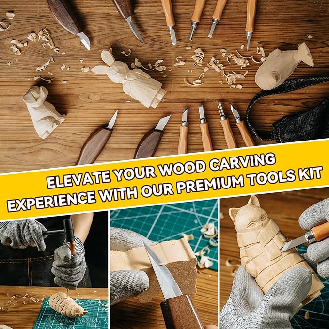 Wood Carving Kit, Deluxe Wood Carving Set, 6 Wood Carving Knives 8 Chisels 6 - Image 6