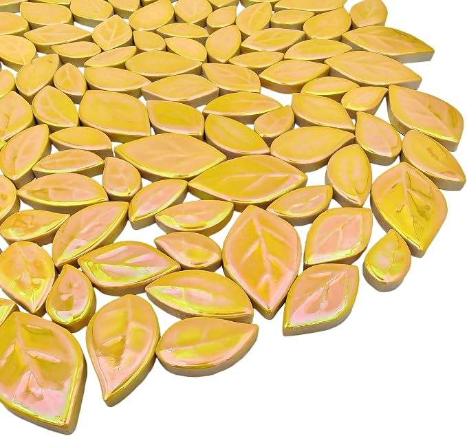 500g/1.1lb Leaf-Shaped Ceramic Mosaic Tiles, Ceramic Mosaic Pieces - Image 4