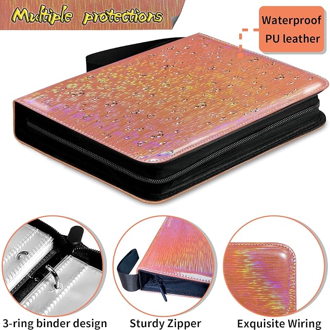 Sparkly Trading Card Binder 9-Pocket Zippered - Image 3