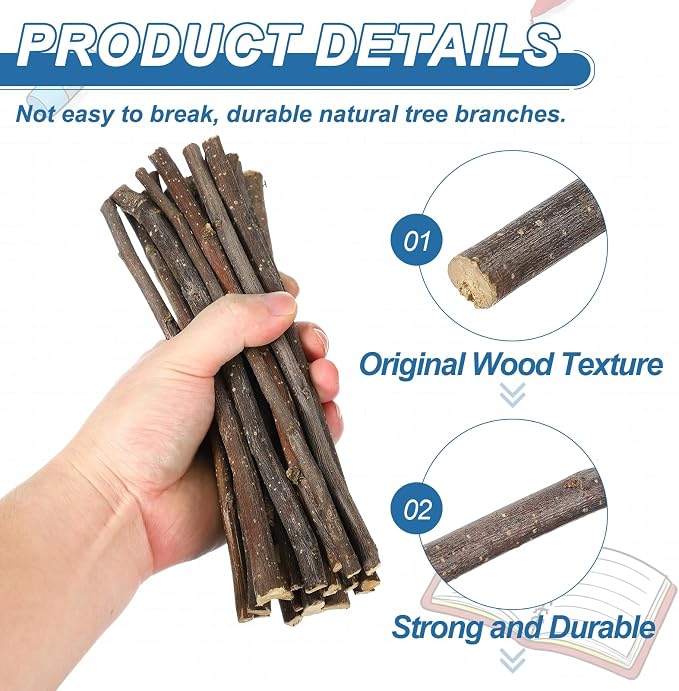 PATIKIL 25 Pcs 8inch Wood Log Sticks, 0.2-0.31inch in Diameter Natural Driftwood - Image 3