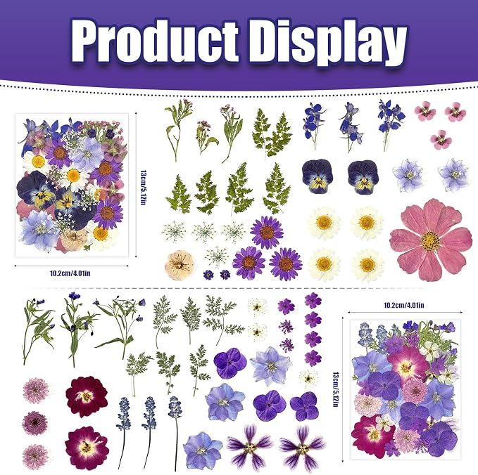 140Pcs Pressed Dried Flowers and Leaves Real Natural Dried Flowers - Image 4
