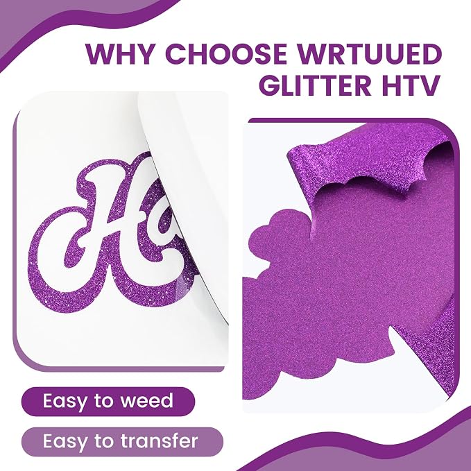 Purple Glitter HTV Heat Transfer Vinyl - Image 3