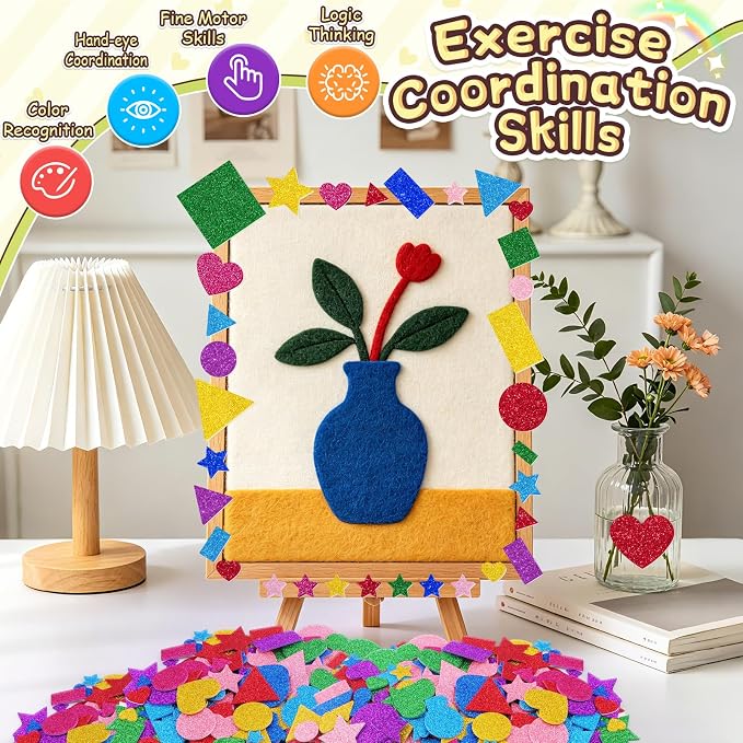 1000Pcs Glitter Foam Stickers, Colorful Self Adhesive Geometric Foam Stickers - Image 4