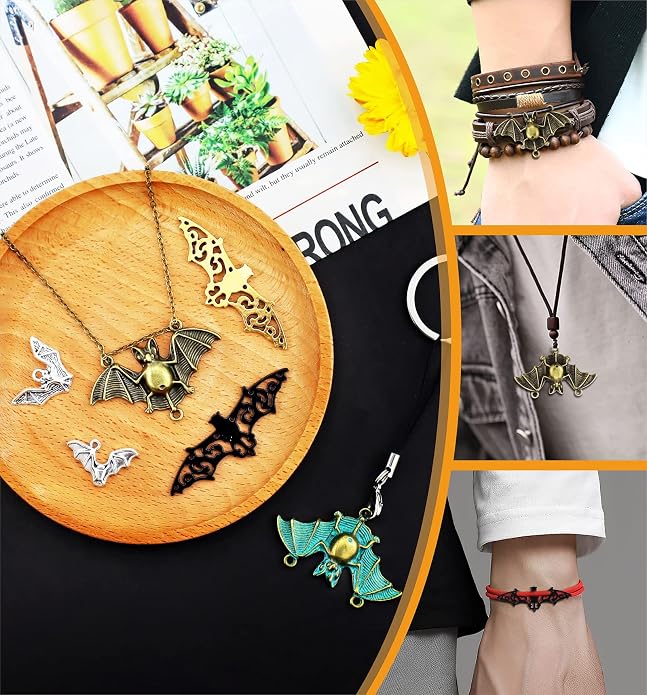 JIALEEY 33PCS Bat Charms Mixed Halloween Spooky Flittermouse Flying Vampire Bat - Image 4