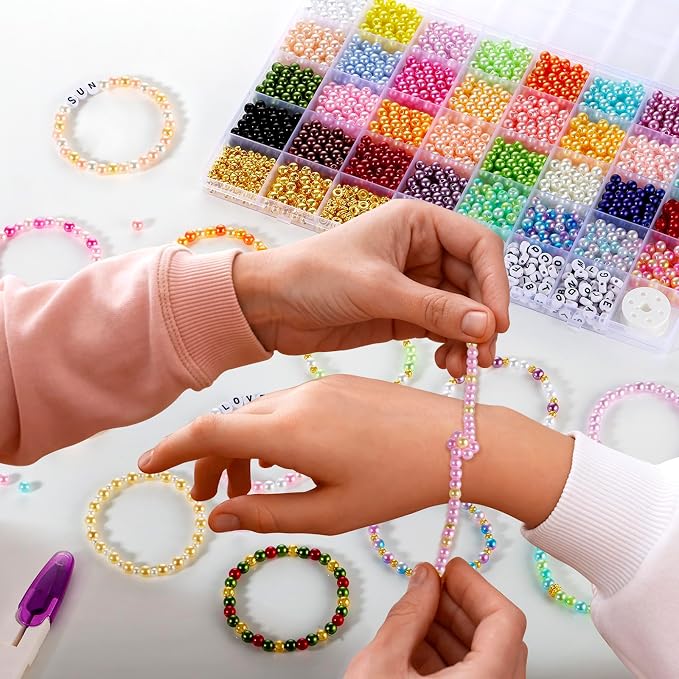 Funtopia 2085pcs Pearl Beads, 32 Colors Colorful Round Beads - Image 5