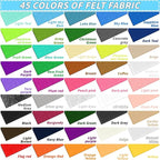 135PCS Felt Fabric Sheets Kit 45 Colors 2mm 3 Size Craft Felt Sheets | 4x4 - Image 3