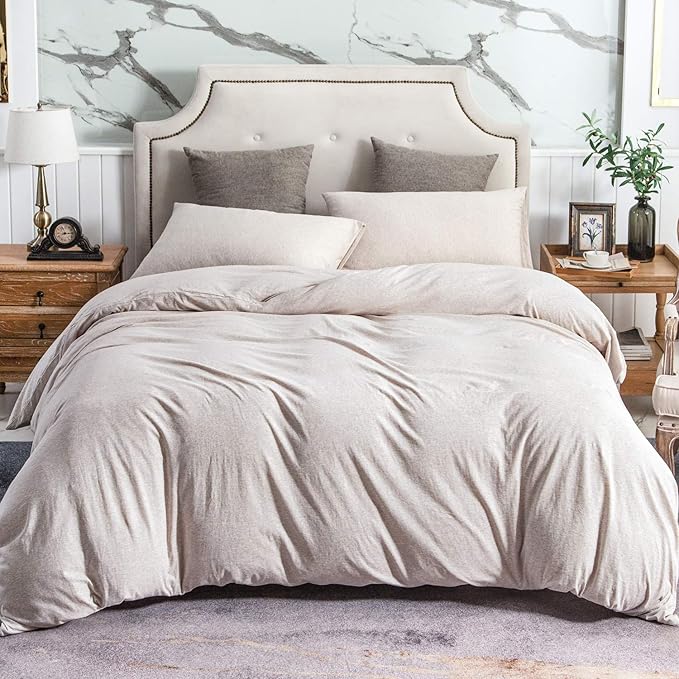 PURE ERA Jersey Knit Duvet Cover Set 100% T-Shirt Cotton Super Soft Comfy 3pc - Image 7