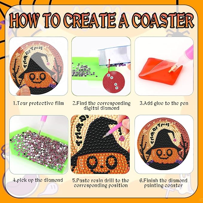 EWJRNSF 6 PCS 5D Diamond Painting Coasters Kits - Image 3