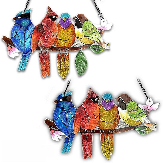 DASTOLL 2 Pack Stained Glass Window Hanging by DASTOLL
