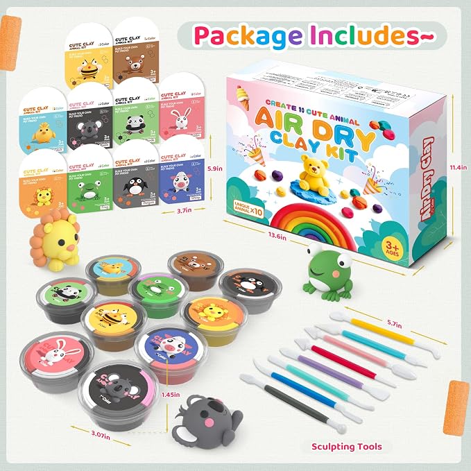 Air Dry Clay for Kids: Modeling Clay Animals DIY 10 PCS Blind Box Craft - Image 5
