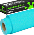 VINYL FROG Neon Blue Glitter Heat Transfer Vinyl Roll 10" x5ft Bright Blue HTV by VINYLFROG