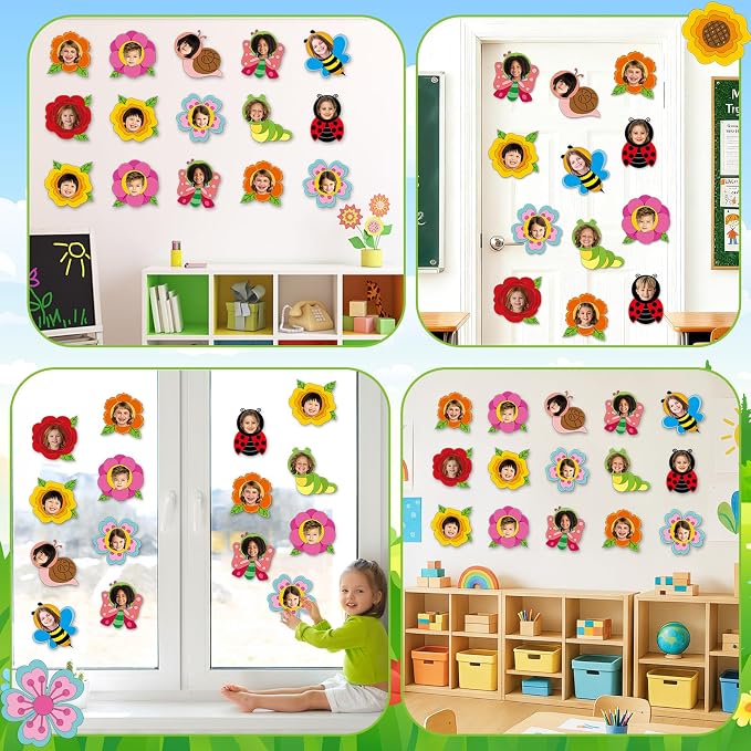 60pcs Summer Flower Theme Cutouts Flowers Bulletin Board Decorations Colorful - Image 7