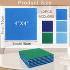 40 Pcs Stiff Felt Fabric Sheet for Crafts, 1mm Thick and 4”x 4”Blue Series Felt - Image 2