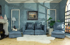 iLAND Dollhouse Furniture Sectional Dollhouse Couch Set Blue Faux Leather Sofa - Image 4