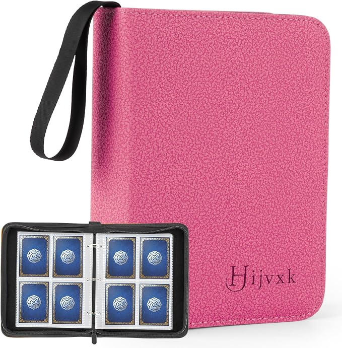 4 Pocket Card Binder for 400 Cards, Premium PU Zipper Card Collection Album by Hijvxk