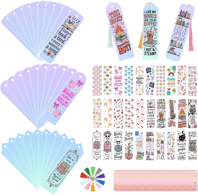 120Pcs Acrylic Bookmark Blanks Kits, Iridescent Clear Bookmarks Bulk by Unknown