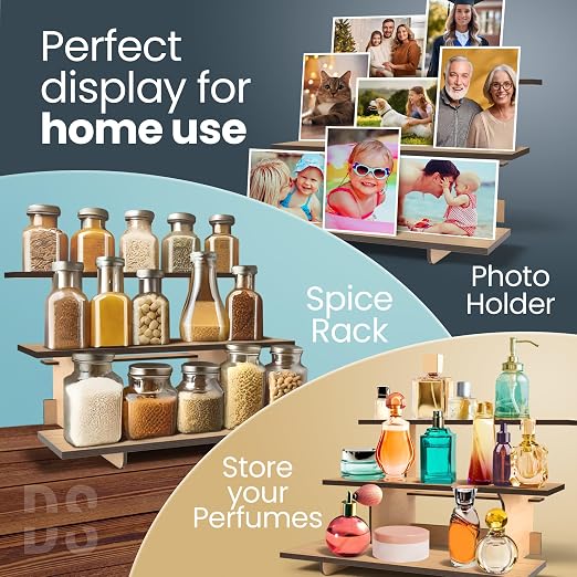 Straight Natural Wooden Tiered Display Stand, Portable Products Display Shelf - Image 7