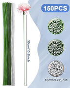 120 PCS FIVEIZERO 18 Gauge MixColor Floral Wire Stems - Image 2