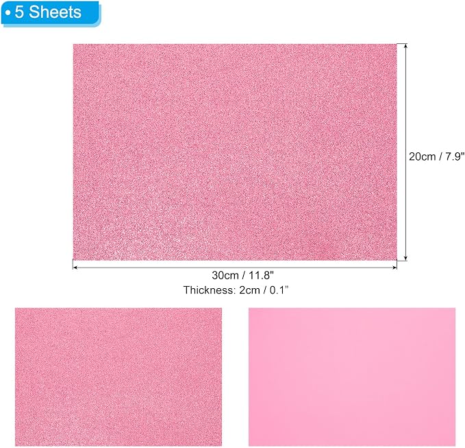 PATIKIL Watermelon Red Shiny EVA Glitter Foam Sheet 11.8 x 7.9 Inch 2mm Thick - Image 2