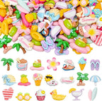 JUNEBRUSHS 80 Pcs Summer Resin Charms Flatback, Mini Beach Theme Resin Charms by JUNEBRUSHS