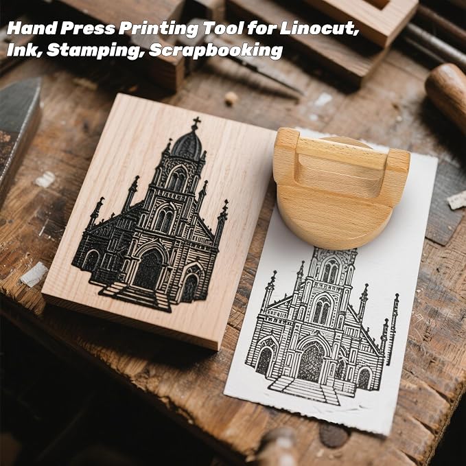 Tlence 2 Pack Block Printing Baren, 4 Inch Wood Barens - Image 6
