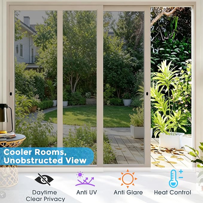 Coavas Window Privacy Film Daytime See Out Not in, 98% UV Blocking Heat Control - Image 3