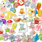 FULUSODO 60pcs Embellishments Cute Set, Flat Back Bulk Mixed Resin Ornament - Image 2