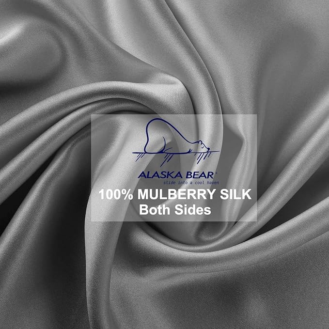 ALASKA BEAR Natural Silk Pillowcase, Hypoallergenic, 19 Momme, 600 Thread Count - Image 4