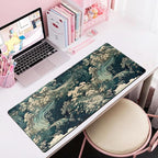 Japanese Large Mouse Pad Gaming Sea Wave Desk Pad Blue Sea Flower Art - Image 6