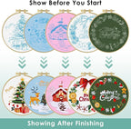 ERKOON 5 Sets Embroidery Kit for Beginners, Christmas Cross Stitch Set - Image 4
