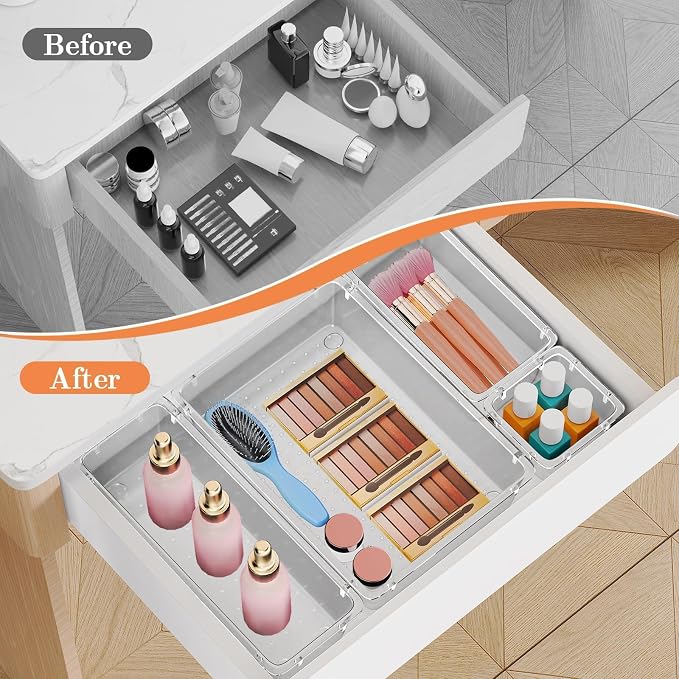 SpaceHacks 25 PCS Plastic Drawer Organizer Set, 4-Size Versatile Organizer - Image 4