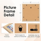 FIXSMITH 12x12 Picture Frame Natural Set of 2, Photo Frame - Image 3