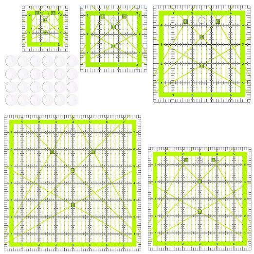 5 Quilting Rulers, Square Rulers by HUIFARI