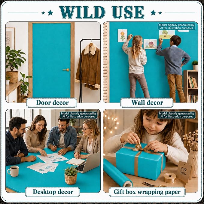 Teal Blue Bulletin Board Roll Non-Woven Fabric Poster 16in X 20ft | Back to - Image 6
