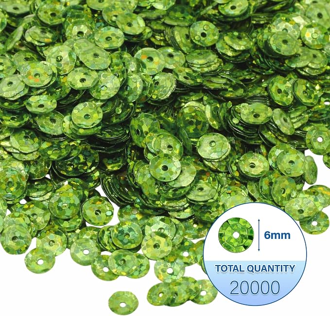 Mandala Crafts 20000 Holographic Light Green Sequins - Image 4