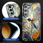 for Samsung Galaxy S23 Case, Hummingbird Wildflower Stained Glass Pattern - Image 6