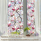 Magnolia Flowers Window Privacy Film, Stained Glass Window Film Decorative - Image 2
