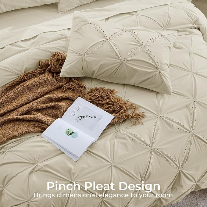 Sasttie King Size Comforter Set, 7-Piece Bed in a Bag, Pintuck Bedding Set - Image 4