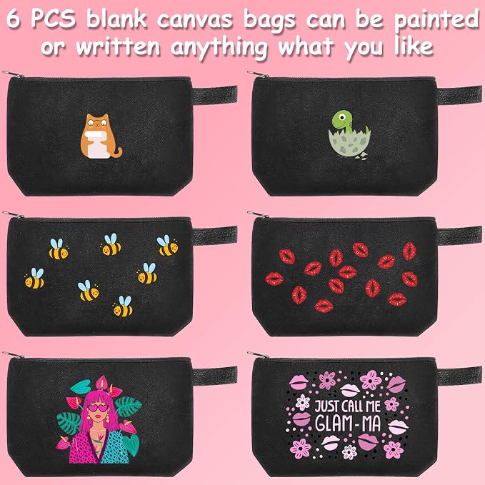 Weewooday 12 Pieces Blank Canvas Makeup Bags - Image 4