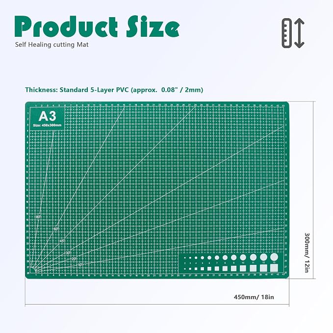 2 Packs Cutting Mats, 12inch x 18inch Rotary Cutting Mat Double Sided 5-Ply - Image 2