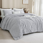 Andency Silver Grey Comforter Full Size, Boho Grey Soft Warm Bedding Comforter - Image 2