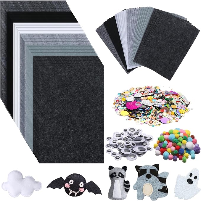 42Pcs Black Gray Fabric Sheets 8 x 12 Inch Assorted Soft Black Gray White Thick by gisgfim