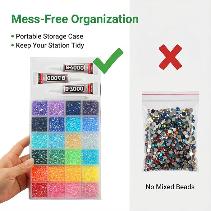 33000Pcs Rhinestones for Bedazzling, 3mm Bedazzler Kit - Image 7